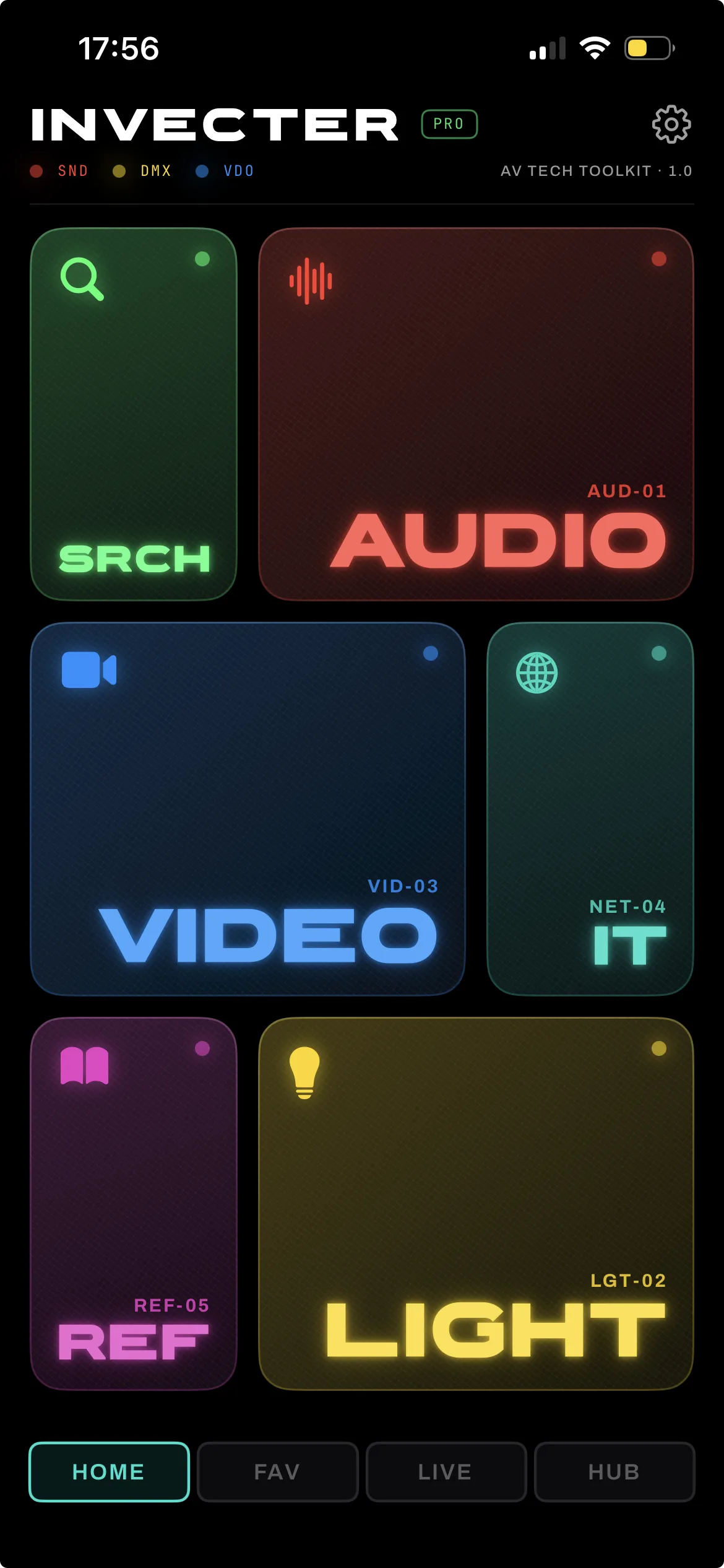 Invecter Tools home screen